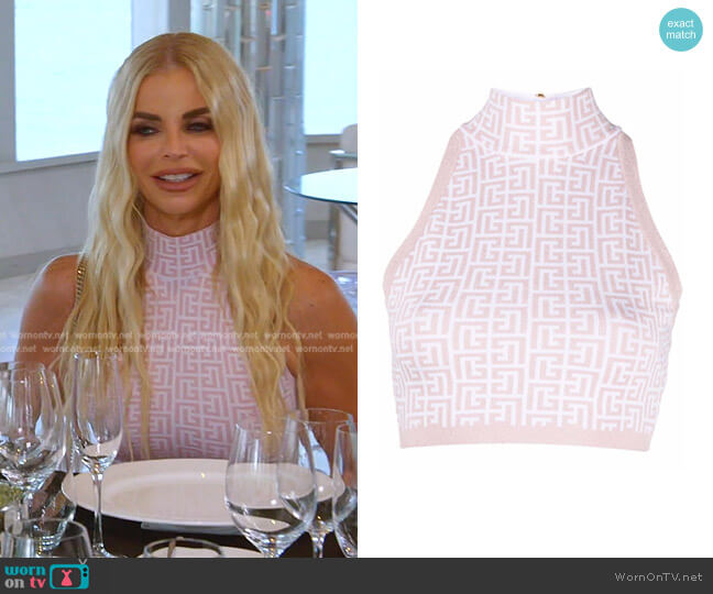 Balmain Monogram Sleeveless Cropped Top worn by Alexia Echevarria (Alexia Echevarria) on The Real Housewives of Miami