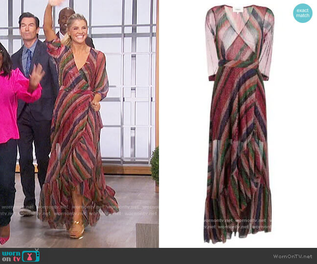 Ba&sh Madison Stripe Print Dress worn by Amanda Kloots on The Talk