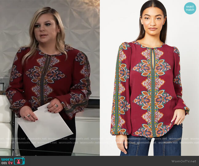 BCBGMAXAZRIA Paisley Keyhole Top worn by Maxie Jones (Kirsten Storms) on General Hospital