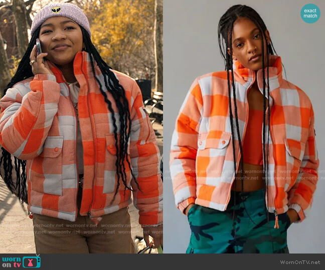 BDG Dixie Flannel Puffer Jacket worn by Delilah (Laya DeLeon Hayes) on The Equalizer