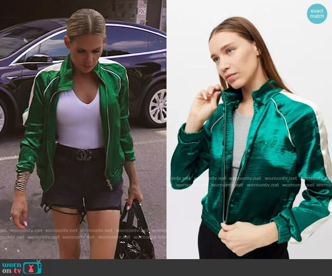 BDG Luxe Satin Track Jacket worn by Jackie Goldschneider on The Real Housewives of New Jersey