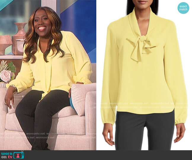 Black Label by Evan-Picone V-neck Long Sleeve Blouse worn by Sheryl Underwood on The Talk