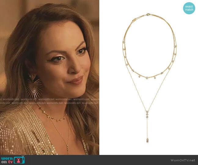 Bonheur Jewelry Josephine Layered Lariat Necklace worn by Fallon Carrington (Elizabeth Gillies) on Dynasty