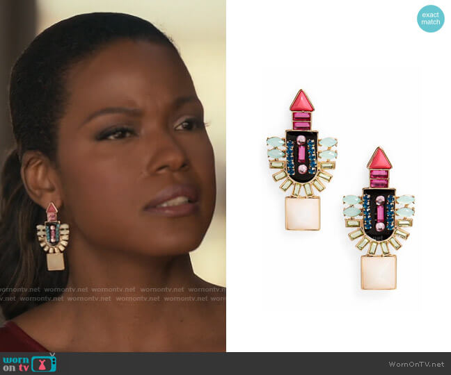 BP Geometric Crystal Drop Earrings worn by Vivian Banks (Cassandra Freeman) on Bel-Air
