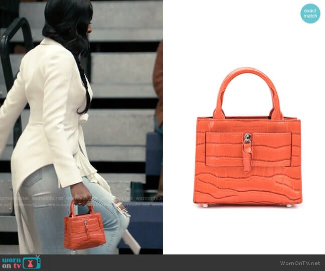 Brandon Blackwood Kuei Bag in Orange Croc Embossed worn by Hilary Banks (Coco Jones) on Bel-Air