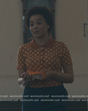 May’s geometric print sweater on Killing Eve