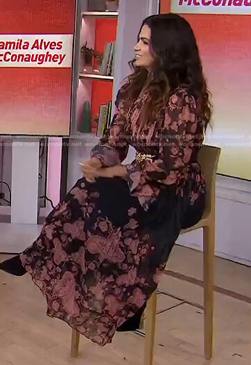 Camila Alves’s black and pink paisley print dress on Today