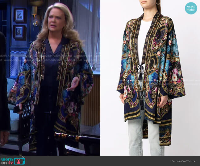 Camilla Embroidered Silk Cardi-Coat worn by Anna DiMera (Leann Hunley) on Days of our Lives
