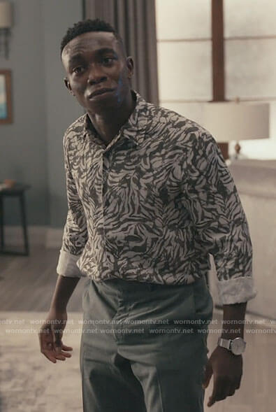 Carlton’s green animal print shirt on Bel-Air