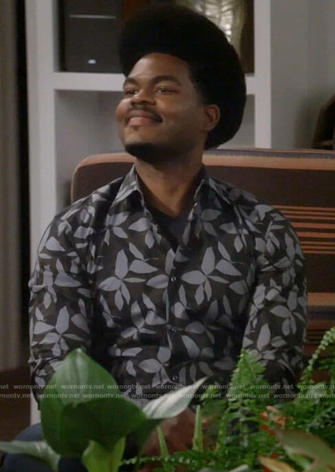 Carter’s leaf print shirt on Call Me Kat
