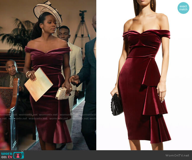 Chiara Boni La Petite Robe Willa Velvet Dress worn by Vivian Banks (Cassandra Freeman) on Bel-Air