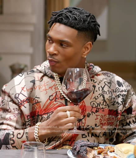 Christian’s graffiti print hoodie on The Kings of Napa