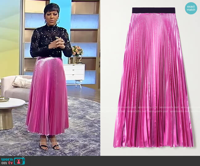 Christopher Kane Pleated lame midi skirt worn by Tamron Hall on Tamron Hall Show