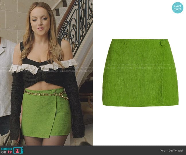Ciao Lucia Jordi Plisse-Jacquard Mini Skirt worn by Fallon Carrington (Elizabeth Gillies) on Dynasty