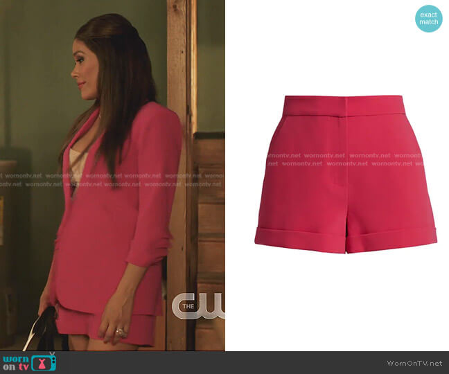 Cinq a Sept Elaine Crepe Shorts in Raspberry worn by Rita (Daniella Alonso) on Dynasty
