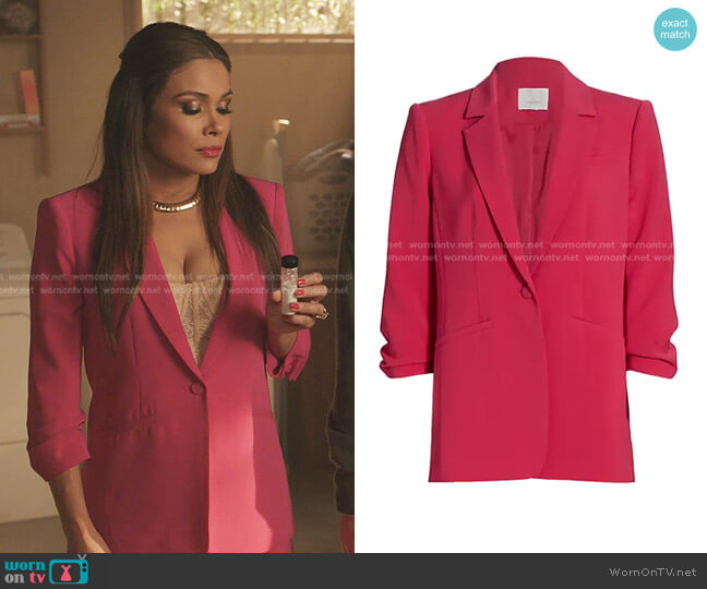 Cinq a Sept Khloe Crepe Ruched Blazer in Raspberry worn by Rita (Daniella Alonso) on Dynasty