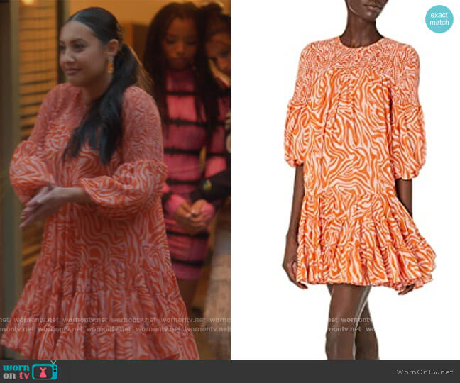 Cinq a Sept Billowed Sleeve Rika Dress worn by Ana Torres (Francia Raisa) on Grown-ish