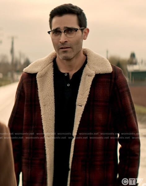 Clark’s red plaid fleece lined jacket on Superman and Lois