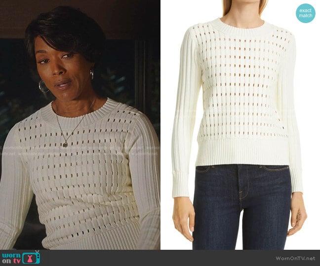 Club Monaco Open Stitch Crewneck Sweater worn by Athena Grant (Angela Bassett) on 9-1-1