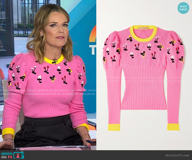 Cormio Oma 2.0 Embroidered Ribbed Pima Cotton Sweater worn by Savannah Guthrie on Today