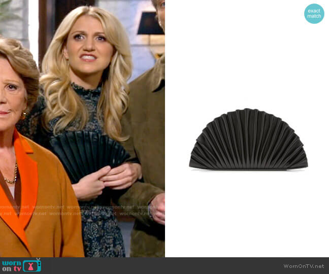 Cult Gaia Nala Leather Clutch worn by Gina Dabrowski (Annaleigh Ashford) on B Positive