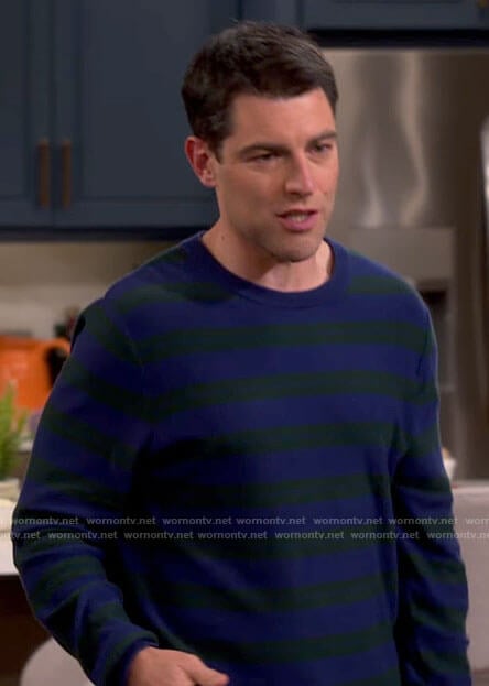 Dave’s blue and green striped sweater on The Neighborhood