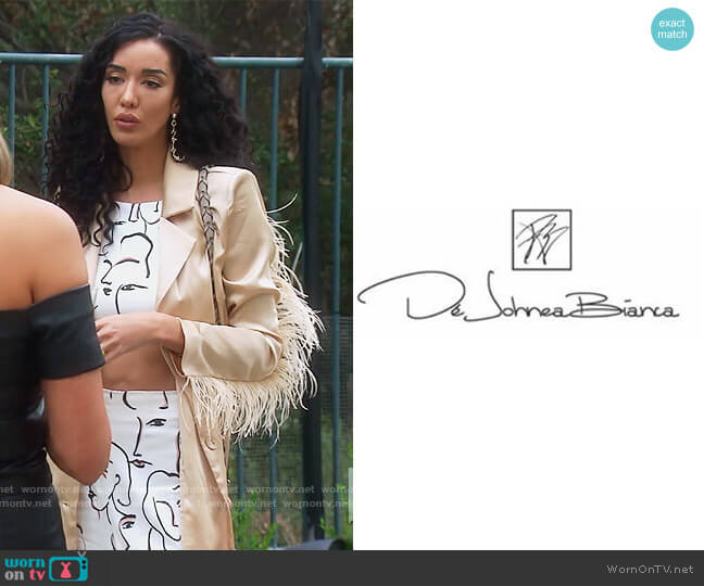 De Johnea Bianca Two Piece Face Sketch Set worn by Noella Bergener on The Real Housewives of Orange County