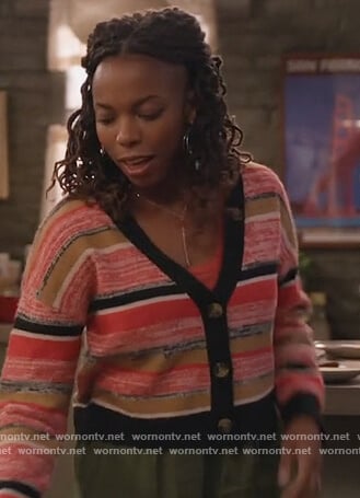 Denise’s striped cardigan on Home Economics