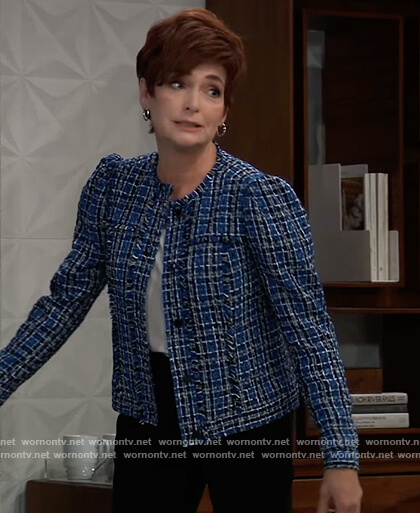 Diane’s blue tweed jacket on General Hospital