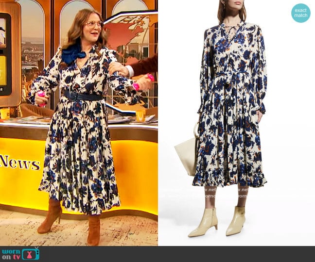 Diane von Furstenberg Rome Midi Dress worn by Drew Barrymore on The Drew Barrymore Show