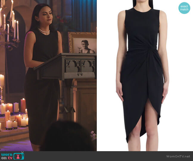 Dolce & Gabbana Twist Waist Sleeveless Cady Sheath worn by Veronica Lodge (Camila Mendes) on Riverdale