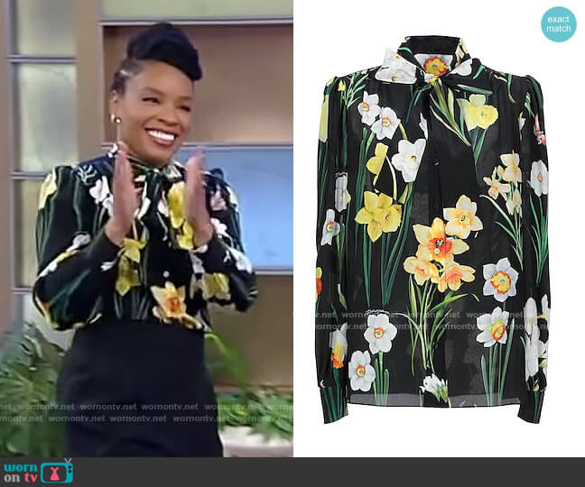 Dolce & Gabbana Black Floral Print Blouse