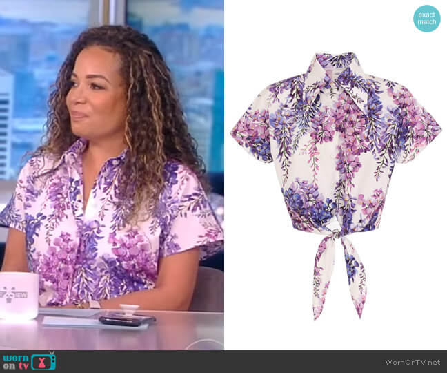 Dolce & Gabbana Wisteria Print Cotton Poplin Blouse worn by Sunny Hostin on The View
