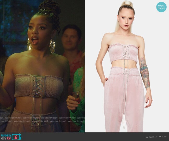 Dolls Kill Nothing to Prove Lace-Up Jogger Set worn by Jazlyn Forster (Chloe Bailey) on Grown-ish