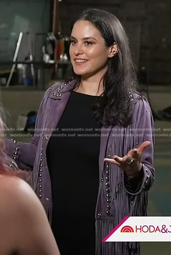 Donna’s purple fringe studded suede jacket on Today