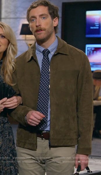 Drew’s green suede jacket on B Positive