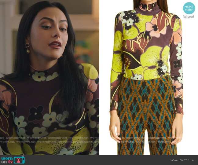 Dries Van Noten Hask Floral Print Turtleneck Top worn by Veronica Lodge (Camila Mendes) on Riverdale