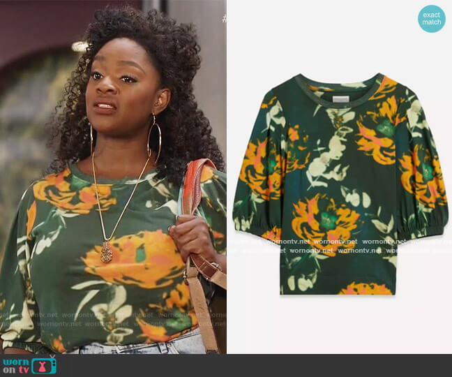 Dries van Noten Green Floral Tee worn by Bridgette Pierce (Yaani King Mondschein) on The Kings of Napa