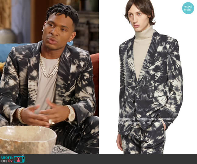 Dries van Noten Tie Dye Blazer worn by Christian King (Ashlee Brian) on The Kings of Napa