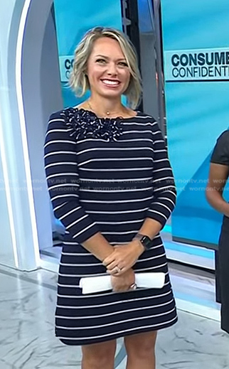Dylan’s navy striped flower detail dress on Today