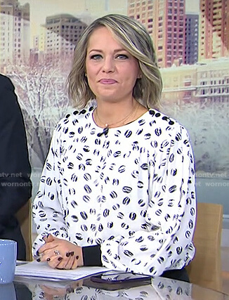 Dylan’s white printed blouse on Today
