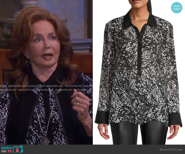 Elie Tahari Silk Abstract Print Shirt worn by Maggie Horton (Suzanne Rogers) on Days of our Lives