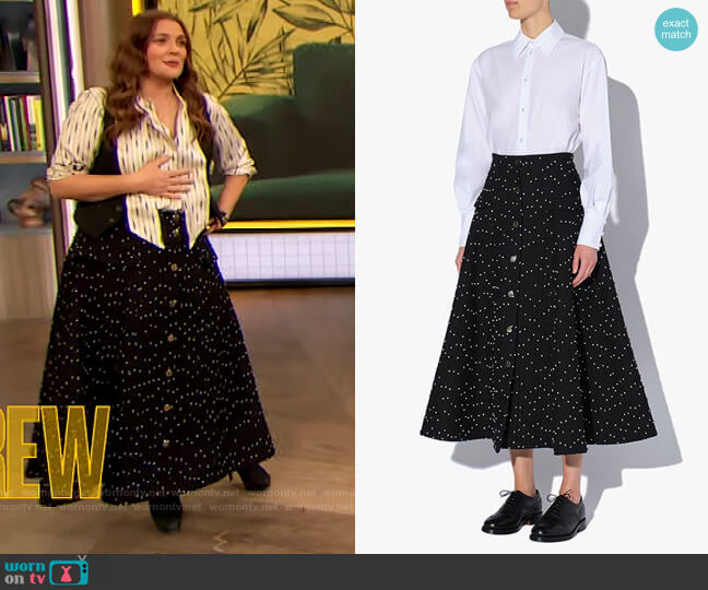 Erdem Claire Skirt Tweed worn by Drew Barrymore on The Drew Barrymore Show