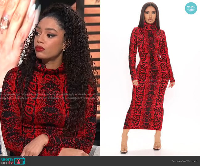 Fashion Nova Saucy Snake Sweater Midi Dress worn by Francesca Amiker on E! News