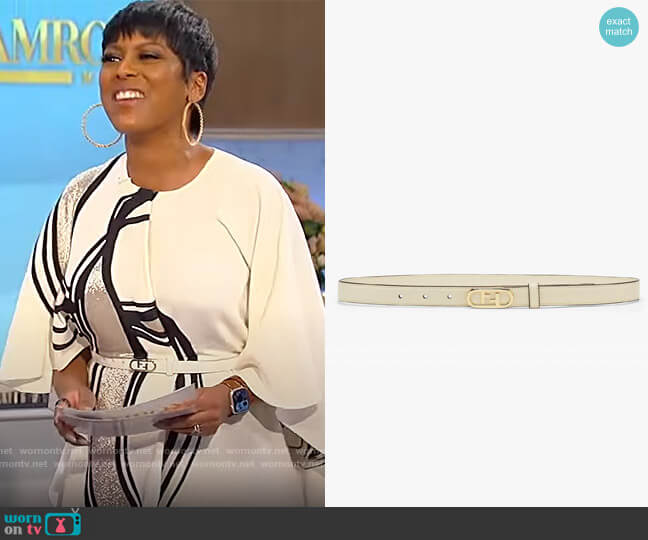 Fendi White Leather Belt worn by Tamron Hall on Tamron Hall Show