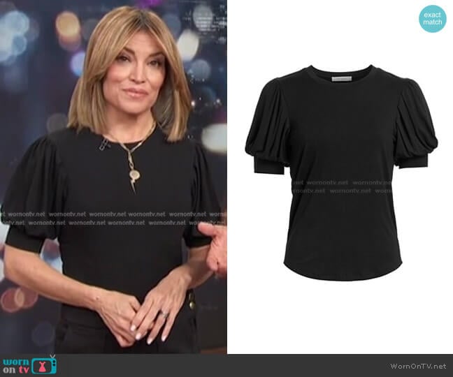 Frame Balloon Sleeve Tee worn by Kit Hoover on Access Hollywood