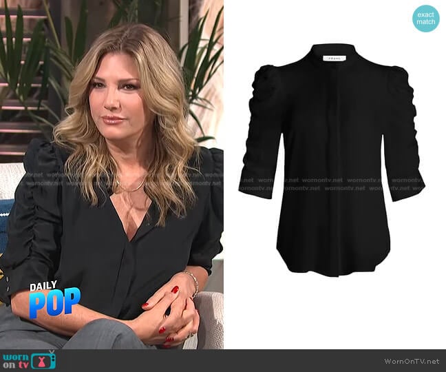 Frame Shirred Sleeve Silk Blouse