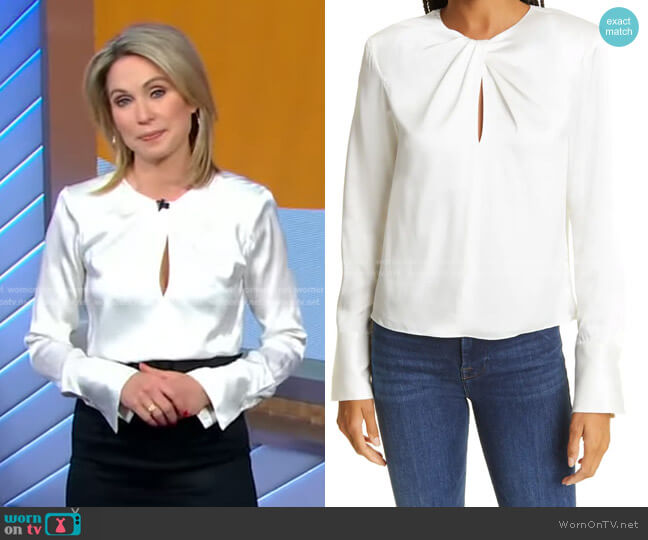 Frame Twist Neck Silk Top worn by Amy Robach on Good Morning America