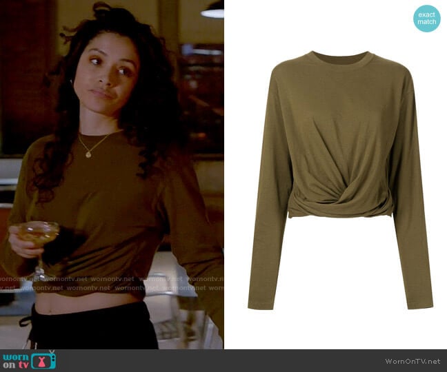 Frame Wrap Around Cotton T-Shirt worn by Stella Kidd (Miranda Rae Mayo) on Chicago Fire