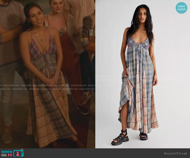 Free People Plaid June Bug Maxi Dress worn by Isabella (Priscilla Quintana) on Good Trouble
